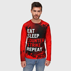 Лонгслив мужской Eat Sleep Counter Strike Repeat Брызги, цвет: 3D-принт — фото 2