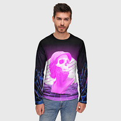 Лонгслив мужской Vaporwave Skull Психоделика, цвет: 3D-принт — фото 2