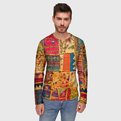 Лонгслив мужской Пэчворк Лоскутное одеяло Patchwork Quilt, цвет: 3D-принт — фото 2