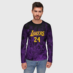 Лонгслив мужской Lakers 24 фиолетовое пламя, цвет: 3D-принт — фото 2