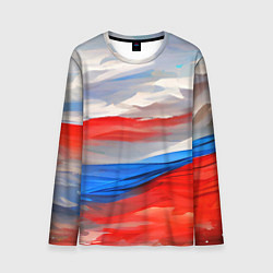 Лонгслив мужской Флаг России в красках, цвет: 3D-принт