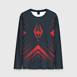 Лонгслив мужской Красный Символ Skyrim на темном фоне со стрелками, цвет: 3D-принт