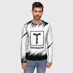 Лонгслив мужской Тараканы штрихи на белом фоне, цвет: 3D-принт — фото 2