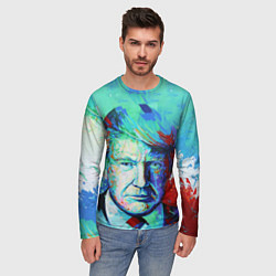 Лонгслив мужской Дональд Трамп арт, цвет: 3D-принт — фото 2