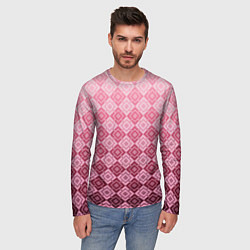 Лонгслив мужской Розовый геометрический градиентный узор, цвет: 3D-принт — фото 2