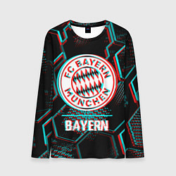 Лонгслив мужской Bayern FC в стиле Glitch на темном фоне, цвет: 3D-принт