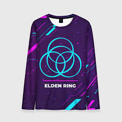 Лонгслив мужской Символ Elden Ring в неоновых цветах на темном фоне, цвет: 3D-принт