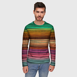 Лонгслив мужской Multicolored thin stripes Разноцветные полосы, цвет: 3D-принт — фото 2