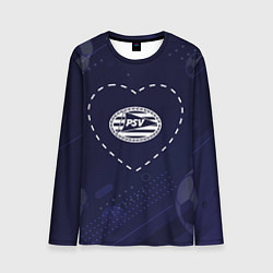 Мужской лонгслив Лого PSV в сердечке на фоне мячей