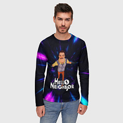 Лонгслив мужской Hello Neighbor Привет сосед Бегущий сосед, цвет: 3D-принт — фото 2