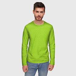 Лонгслив мужской Зеленые абстрактные линии, цвет: 3D-принт — фото 2