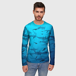 Лонгслив мужской Акулы - океан, цвет: 3D-принт — фото 2