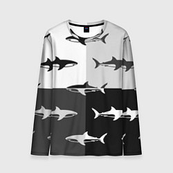 Лонгслив мужской Стая акул - pattern, цвет: 3D-принт