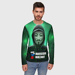 Лонгслив мужской Russian hacker green, цвет: 3D-принт — фото 2
