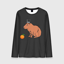 Лонгслив мужской Капибара в цилиндре, цвет: 3D-принт