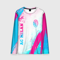 Мужской лонгслив AC Milan neon gradient style: символ и надпись вер