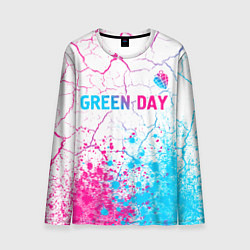 Мужской лонгслив Green Day neon gradient style: символ сверху