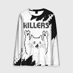 Лонгслив мужской The Killers рок кот на светлом фоне, цвет: 3D-принт