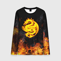 Лонгслив мужской Огнедышащий дракон и пламя, цвет: 3D-принт