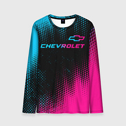 Мужской лонгслив Chevrolet - neon gradient: символ сверху