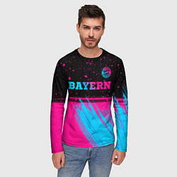 Лонгслив мужской Bayern - neon gradient: символ сверху, цвет: 3D-принт — фото 2