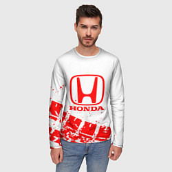 Лонгслив мужской Honda - красный след шины, цвет: 3D-принт — фото 2