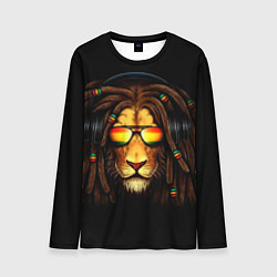 Лонгслив мужской Лев в наушниках с дредами, цвет: 3D-принт