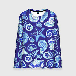 Лонгслив мужской Паттерн из океанских раковин и морских звёзд, цвет: 3D-принт