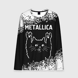 Лонгслив мужской Группа Metallica и рок кот, цвет: 3D-принт
