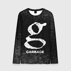 Мужской лонгслив Garbage с потертостями на темном фоне