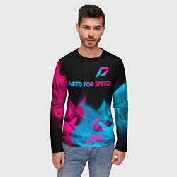 Лонгслив мужской Need for Speed - neon gradient: символ сверху, цвет: 3D-принт — фото 2