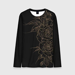Лонгслив мужской Элегантные розы на черном фоне, цвет: 3D-принт