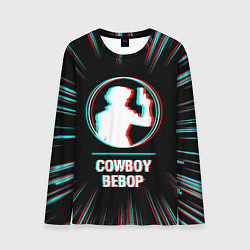 Мужской лонгслив Символ Cowboy Bebop в стиле glitch на темном фоне