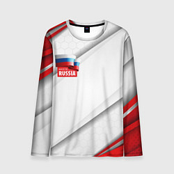 Лонгслив мужской Red & white флаг России, цвет: 3D-принт