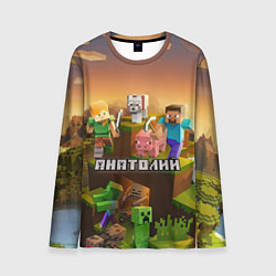 Лонгслив мужской Анатолий Minecraft, цвет: 3D-принт