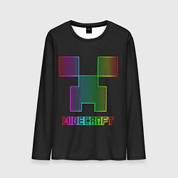 Мужской лонгслив Minecraft logo neon