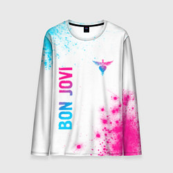 Лонгслив мужской Bon Jovi neon gradient style: надпись, символ, цвет: 3D-принт