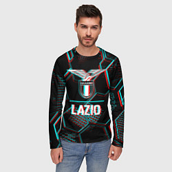 Лонгслив мужской Lazio FC в стиле glitch на темном фоне, цвет: 3D-принт — фото 2