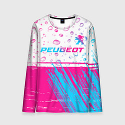 Мужской лонгслив Peugeot neon gradient style: символ сверху