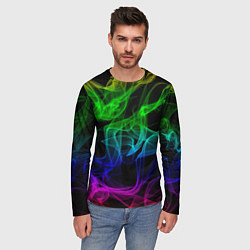 Лонгслив мужской Разноцветный неоновый дым, цвет: 3D-принт — фото 2