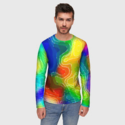 Лонгслив мужской Разноцветная абстрактная композиция, цвет: 3D-принт — фото 2