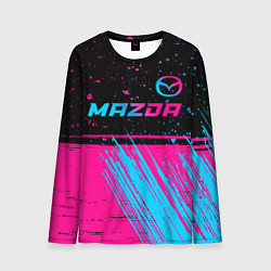 Лонгслив мужской Mazda - neon gradient: символ сверху, цвет: 3D-принт