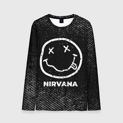 Мужской лонгслив Nirvana с потертостями на темном фоне