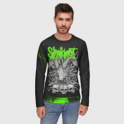 Лонгслив мужской Slipknot green logo, цвет: 3D-принт — фото 2
