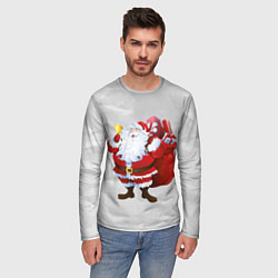Лонгслив мужской Санта Клаус и колокольчик, цвет: 3D-принт — фото 2