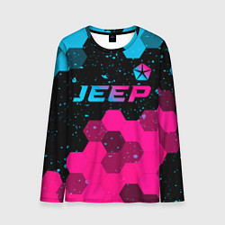 Лонгслив мужской Jeep - neon gradient: символ сверху, цвет: 3D-принт