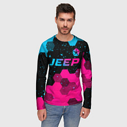 Лонгслив мужской Jeep - neon gradient: символ сверху, цвет: 3D-принт — фото 2