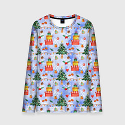 Лонгслив мужской Новый год - елки и подарки, цвет: 3D-принт