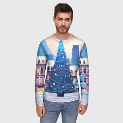 Лонгслив мужской Новогодняя елочка, цвет: 3D-принт — фото 2
