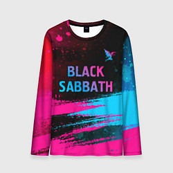 Мужской лонгслив Black Sabbath - neon gradient: символ сверху